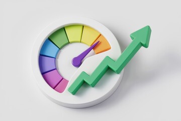 Aufkleber - A colorful speedometer with an arrow pointing upwards  indicating growth and progress.