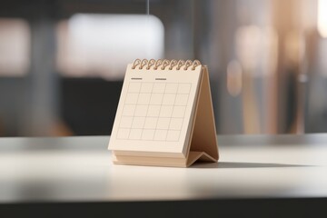 Poster - A blank desktop calendar with a spiral binding  ready for scheduling.