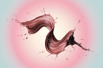 Aufkleber - A swirling  splashing wave of chocolate colored liquid against a pink and blue background.