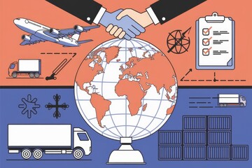 Poster - Global partnership for international trade and logistics.
