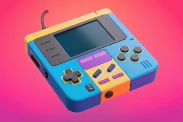Poster - A colorful retro handheld gaming console with a screen and buttons.