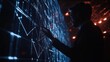 © Johannes - Uomo d'affari che tocca con la mano un grafico a linee ascendenti su uno schermo virtuale, concetto di crescita del business