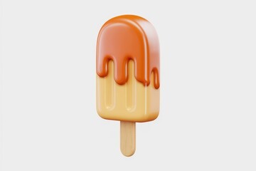 Poster - A melting orange popsicle on a stick  isolated on a white background.