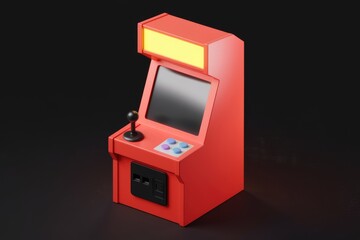 Poster - A red retro arcade game cabinet with a joystick and buttons.