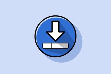 Poster - A blue circle with a white arrow pointing down and a progress bar below it.