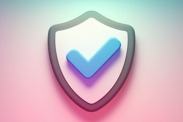 Poster - A blue checkmark inside a white shield  symbolizing security and approval.