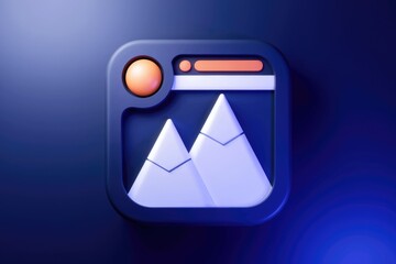 Poster - A 3D icon depicting a website with a mountain image inside.