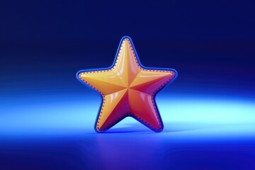 Aufkleber - A 3D rendered image of a yellow and orange star on a blue background.