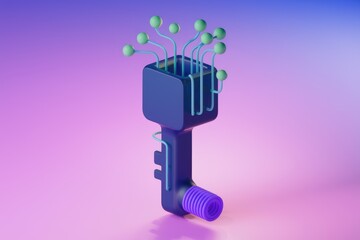 Poster - A 3D rendering of a key with digital elements  symbolizing access and technology.