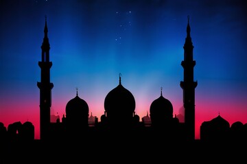 edge lighting mosque silhouette