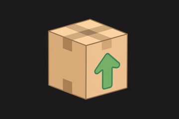 Poster - A brown cardboard box with a green upward arrow  indicating shipping or delivery.