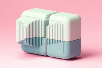 Aufkleber - Two abstract geometric shapes  white and blue  on a pink background.