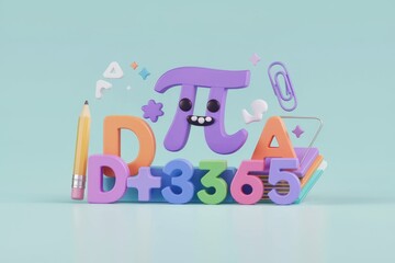 Poster - A playful image with math symbols and school supplies.