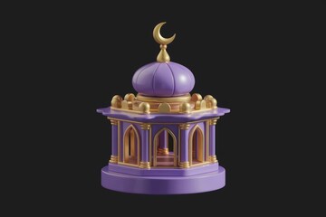 Aufkleber - A 3D rendering of a purple mosque with golden accents.