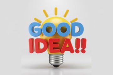 Leinwandbilder - A lightbulb with the words good idea on it.