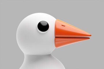 Poster - Close up of a white cartoon bird with an orange beak.