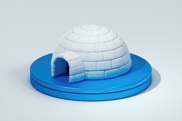 Poster - A white igloo on a blue platform  a traditional Arctic dwelling