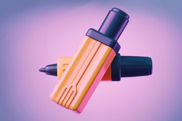 Poster - Two yellow highlighters with black caps against a purple background.