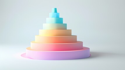 Wall Mural - Stacked Cylinders in Pastel Rainbow Colors on a White Background