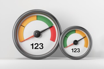 Poster - Two analog gauges with needles pointing to the red zone  indicating a high reading.