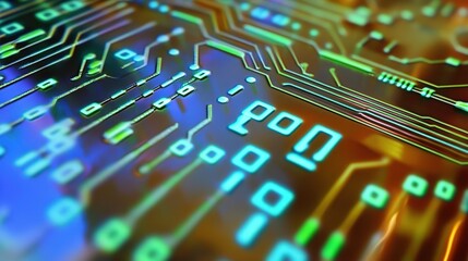 abstract digital circuit board with binary code