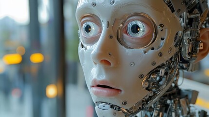 Poster - Moscow, Russia - November 12, 2018: humanoid robot at the exhibition
