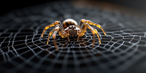 Macro Photography of Spider in Web  Close up  Intricate Design  Nature  Halloween