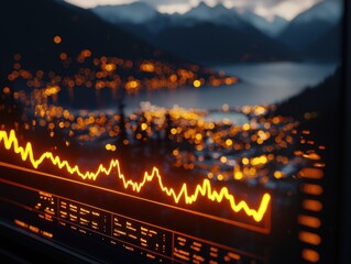 Poster - Vibrant analytics graph at night view.