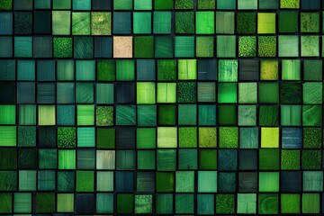 Poster - Colorful green tile pattern, white isolate background