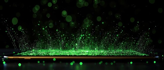 Aufkleber - Glowing green water splash on a dark surface