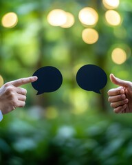 Poster - Hands exchanging ideas in nature background