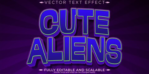 Wall Mural - Galaxy alien text effect, editable ufo and space text style