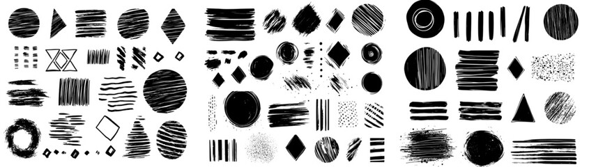 Poster - the image consists of a set of randomly drawn scribbles in black ink isolated on a white background.