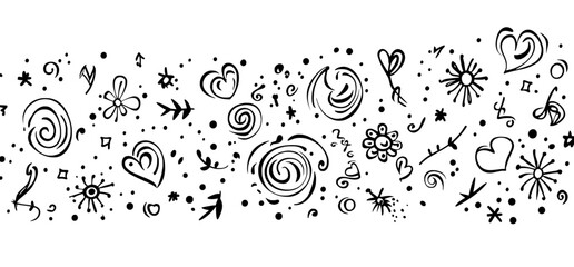 Poster - a sketch element line set. a set of abstract nature elements. a hand drawing line element for brush.