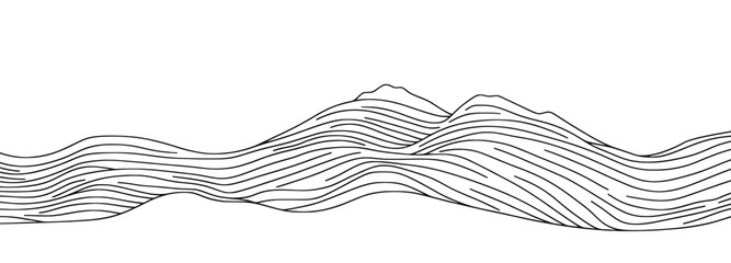 Poster - An abstract line art of wavy flowing dynamic gold isolated on a white background. It is related to luxury, waves, and oceans.