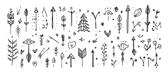 Poster - the black hand drawn arrow set consists of isolated hand drawn arrows.