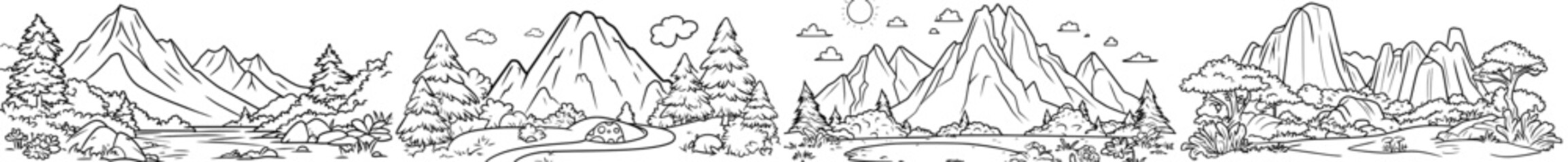 Poster - An abstract art wallpaper illustration featuring a mountainous landscape with line art, contouring. Ideal for decor, interior decor, wall arts, canvas prints, and wallpaper for walls.