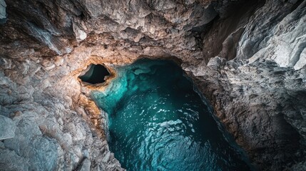 Poster - A picture of a cave with a hole in its center