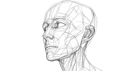 Wall Mural - An accurate line drawing of an android head