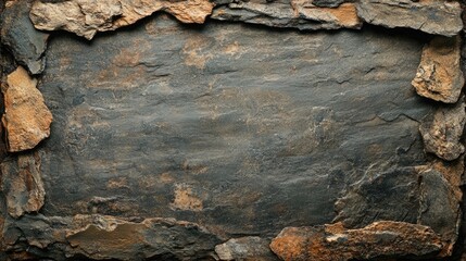 Wall Mural - A rugged stone photo border with earthy textures and natural finishes