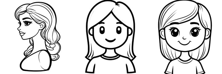 Poster - in this modern graphic art illustration, a woman sporting long hair is put in a minimalistic setting