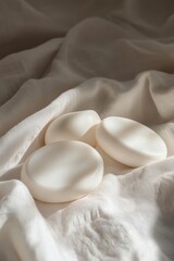 Fototapete - Soap bars on a bed, ready for use