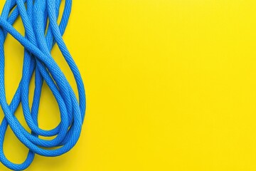 Aufkleber - A blue rope lying on a bright yellow surface