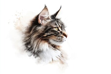 Poster - A clear image of a cat's face on a white background
