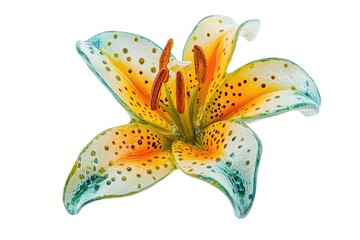 Poster - A single yellow and white flower sits on a clean white background, perfect for designs and compositions