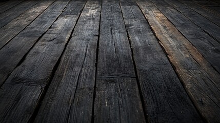 Poster - A close-up shot of a wooden floor against a dark backdrop, ideal for use in product or event design