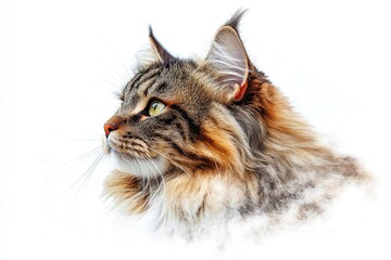 Aufkleber - A clear shot of a domestic cat's face against a pure white surface