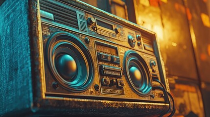 Aufkleber - Close-up shot of a stereo on a wall, possibly in a living room or music studio