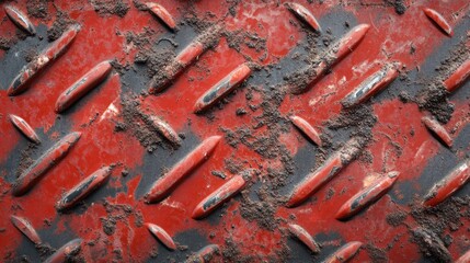Poster - Close-up view of a bright red metal surface with texture and imperfections