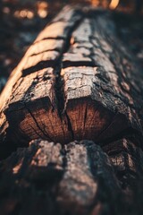 Aufkleber - Close-up shot of a tree trunk, with rough bark and visible rings